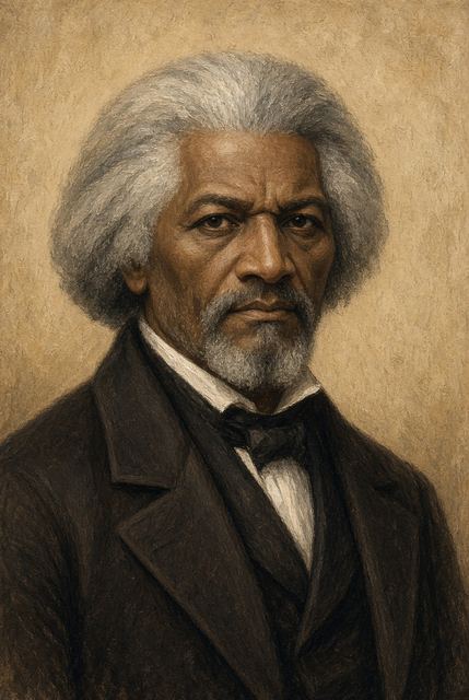 Illustrated portrait of Frederick Douglass