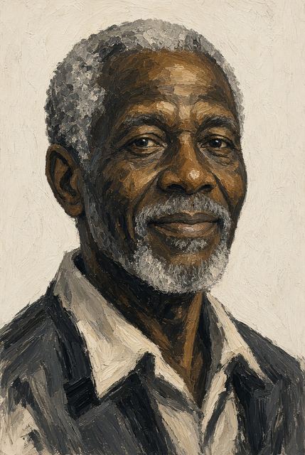Illustrated portrait of Nelson Mandela